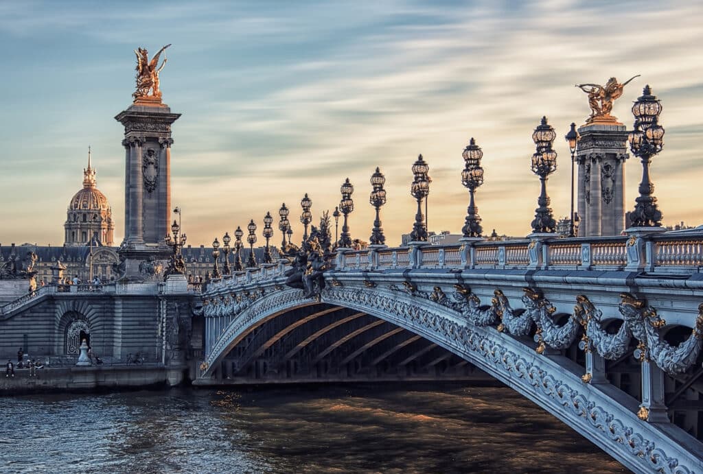 Bridge Alexandre III and Hotel des Invalides in Paris