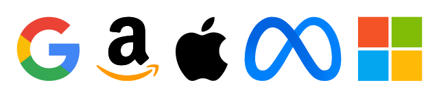 apple, amazon, google, microsoft and big tech logos