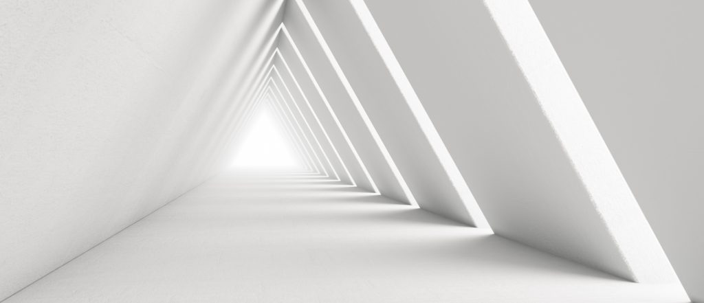 Empty Long Light Corridor. Modern white background. Futuristic S