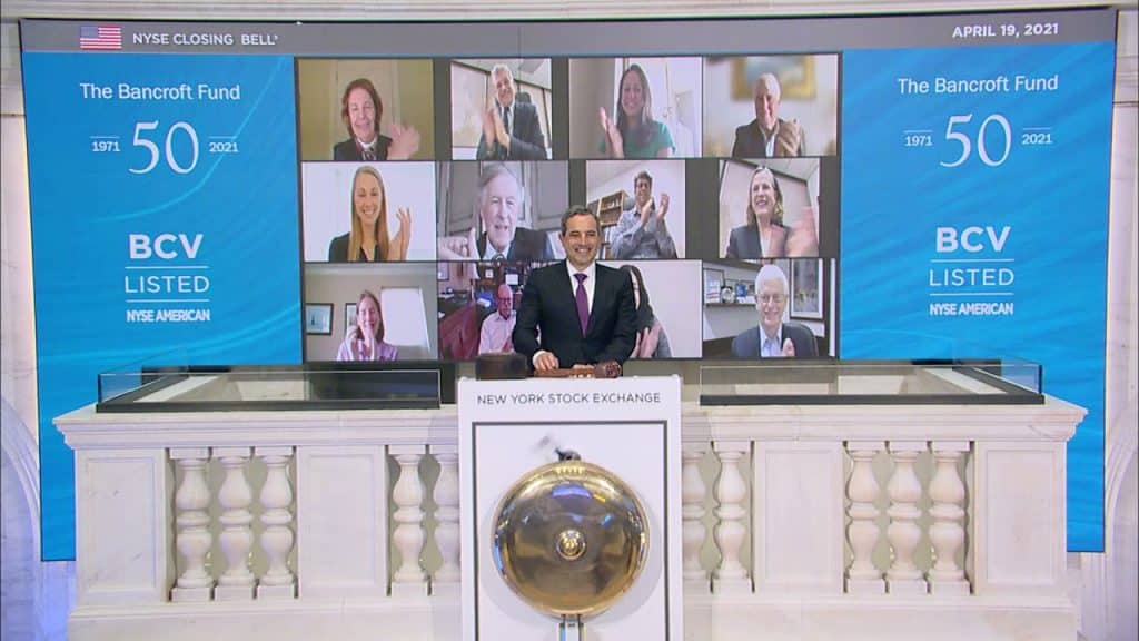 Bancroft Fund Celebrates 50 Years, Rings NYSE Closing Bell (04.19.2021)