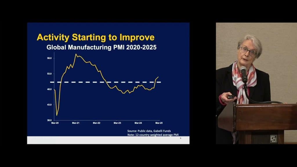 Gabelli's 16th Annual Specialty Chemicals Symposium event slide with a female speaker