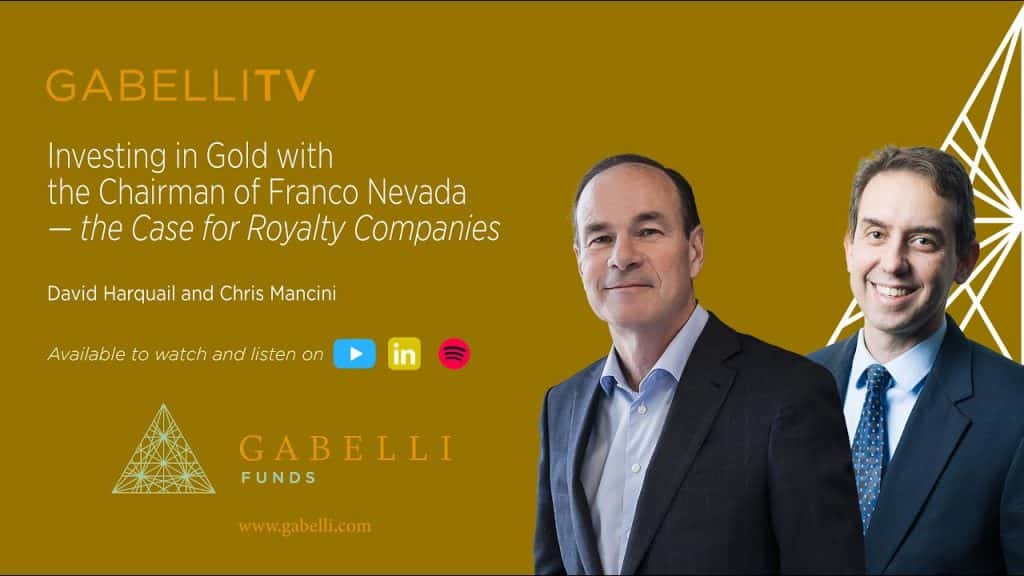 Investing in Gold with the Chairman of Franco Nevada - the Case for Royalty Companies slide cover photo with David Harrqual and Chris Mancini