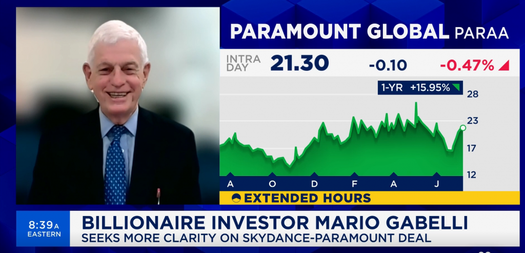 Billionaire investor Mario Gabelli on why he’s seeking more clarity in Skydance-Paramount deal