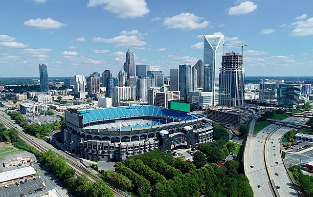 bank of america stadium drone shot